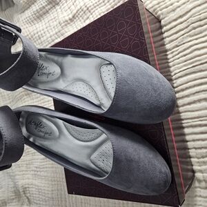 Gray Suede Comfort Flats